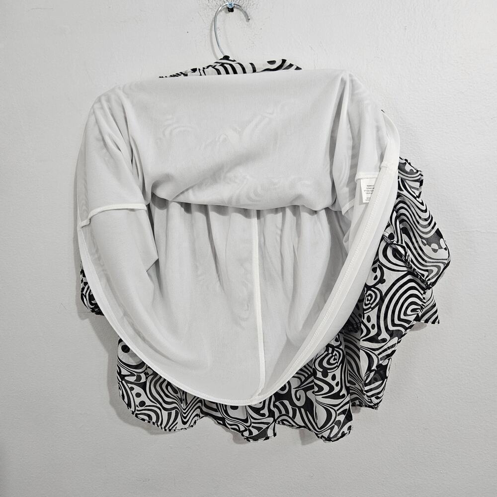Y2K Style Ruffle Black & White Layered Mini Skirt. Size Large - Picture 4 of 6